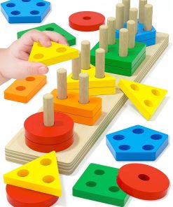 Montessori Toys Wooden Learning Puzzles Shape Sorter Toy for Toddlers 1-3