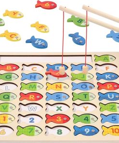 Wooden Magnetic Fishing Montessori Fine Motor Skills Toy with Letters and Numbers
